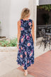 What if I Stay Hi-Lo Floral Maxi Dress- Navy
