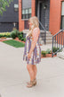 Call Me Cute Striped Floral Dress- Ivory & Dusty Blue
