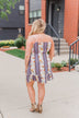 Call Me Cute Striped Floral Dress- Ivory & Dusty Blue