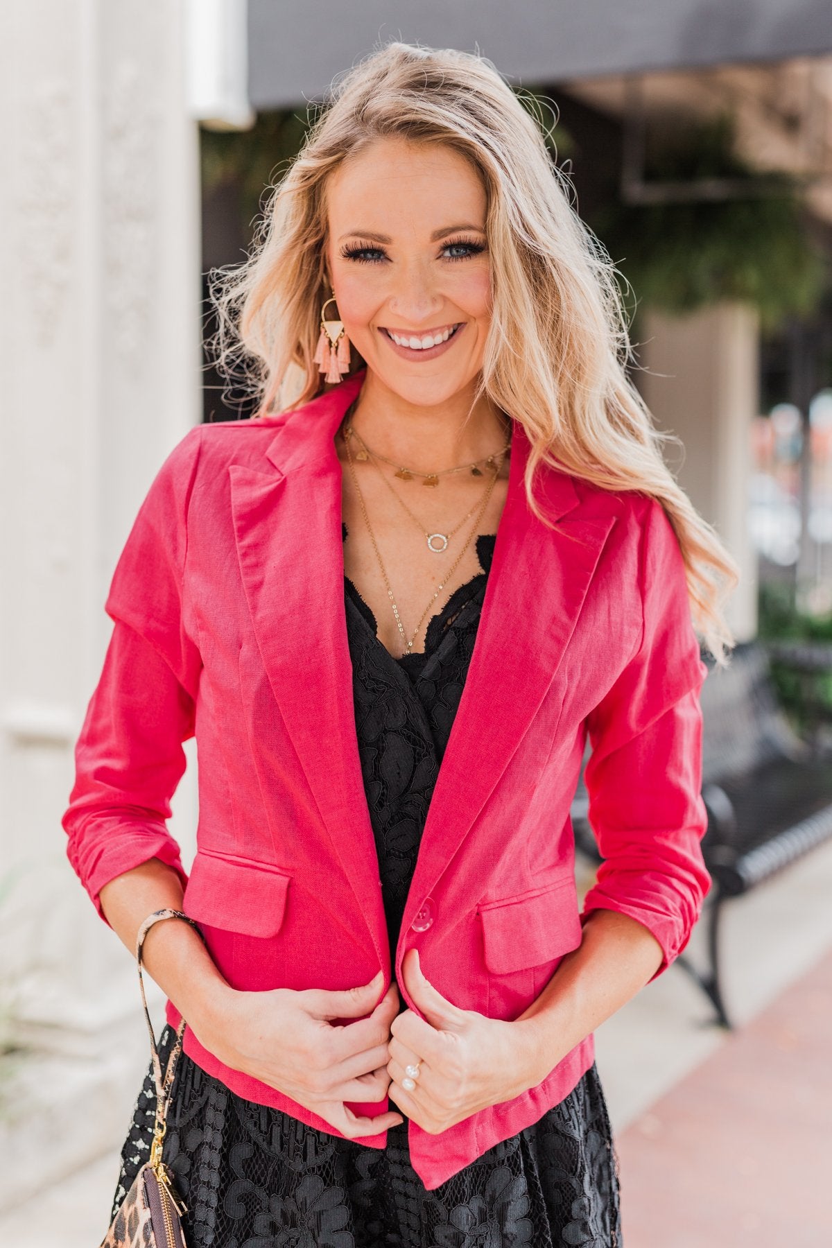 C'est Toi Classic Casual Blazer- Bright Pink