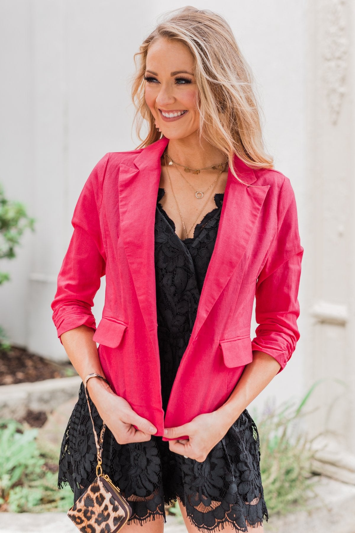 C'est Toi Classic Casual Blazer- Bright Pink