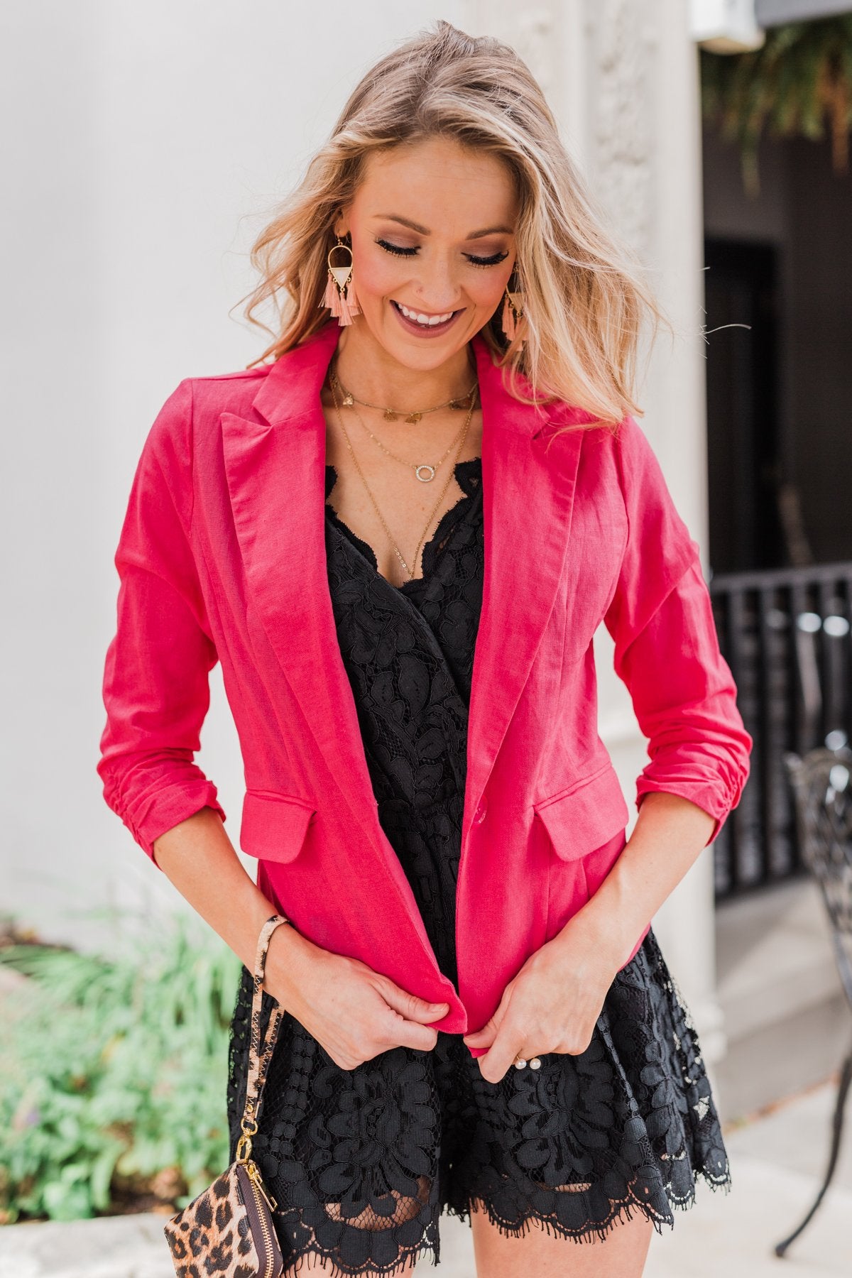 C'est Toi Classic Casual Blazer- Bright Pink