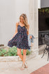 Saying Goodbye Floral Tie Dress- Navy