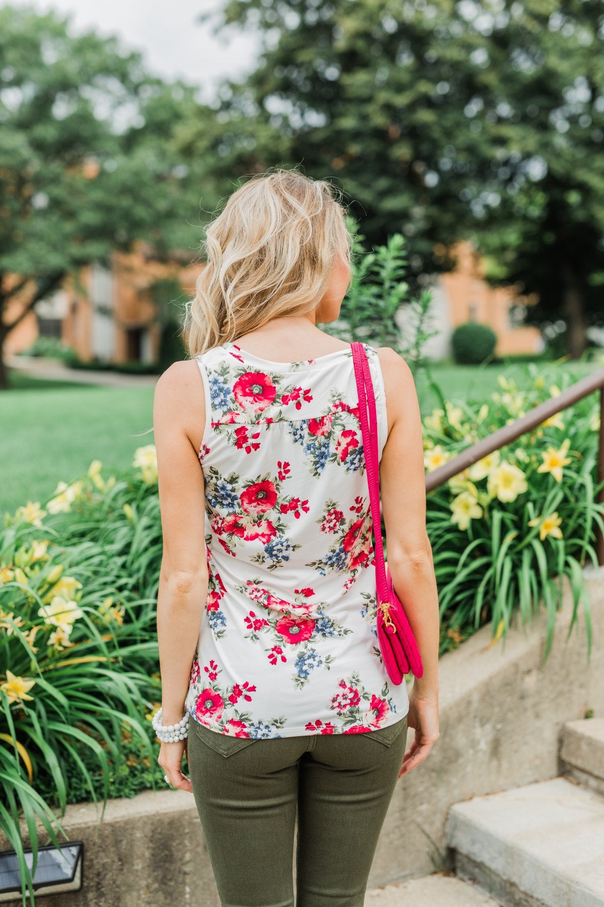 Not Giving Up Floral Tank Top- Ivory