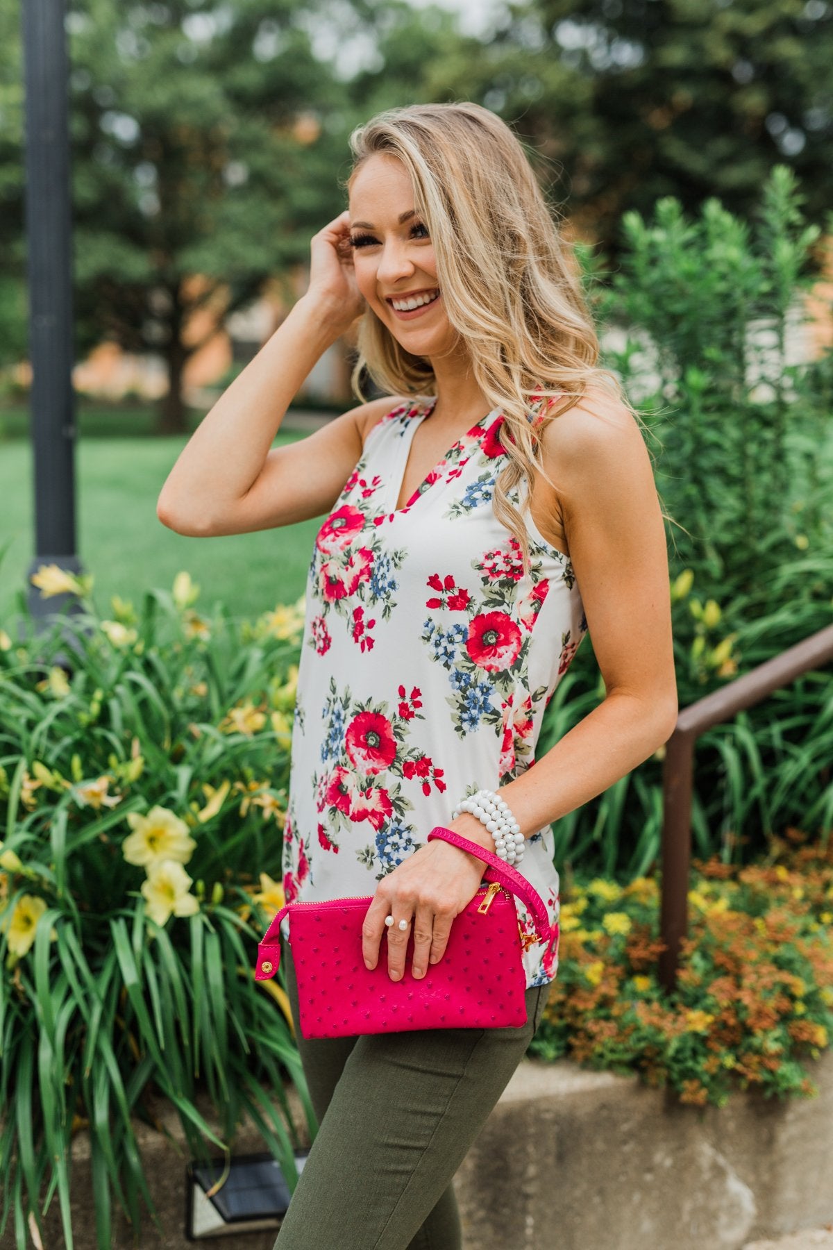 Spotted Crossbody Handbag- Hot Pink