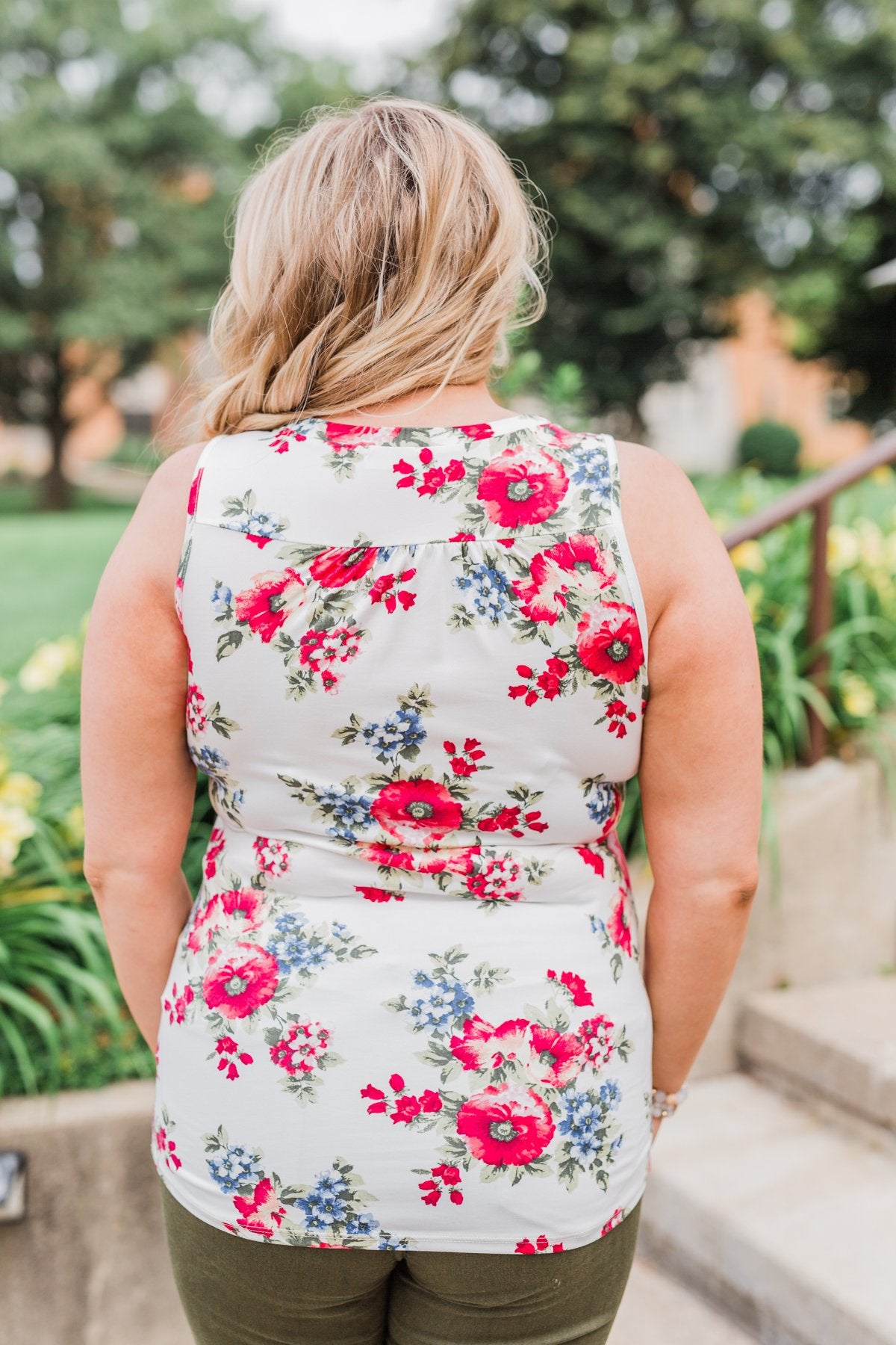 Not Giving Up Floral Tank Top- Ivory