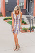 Call Me Cute Striped Floral Dress- Ivory & Dusty Blue
