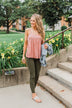 Be My Baby 3 Button Floral Babydoll Tank Top- Pink