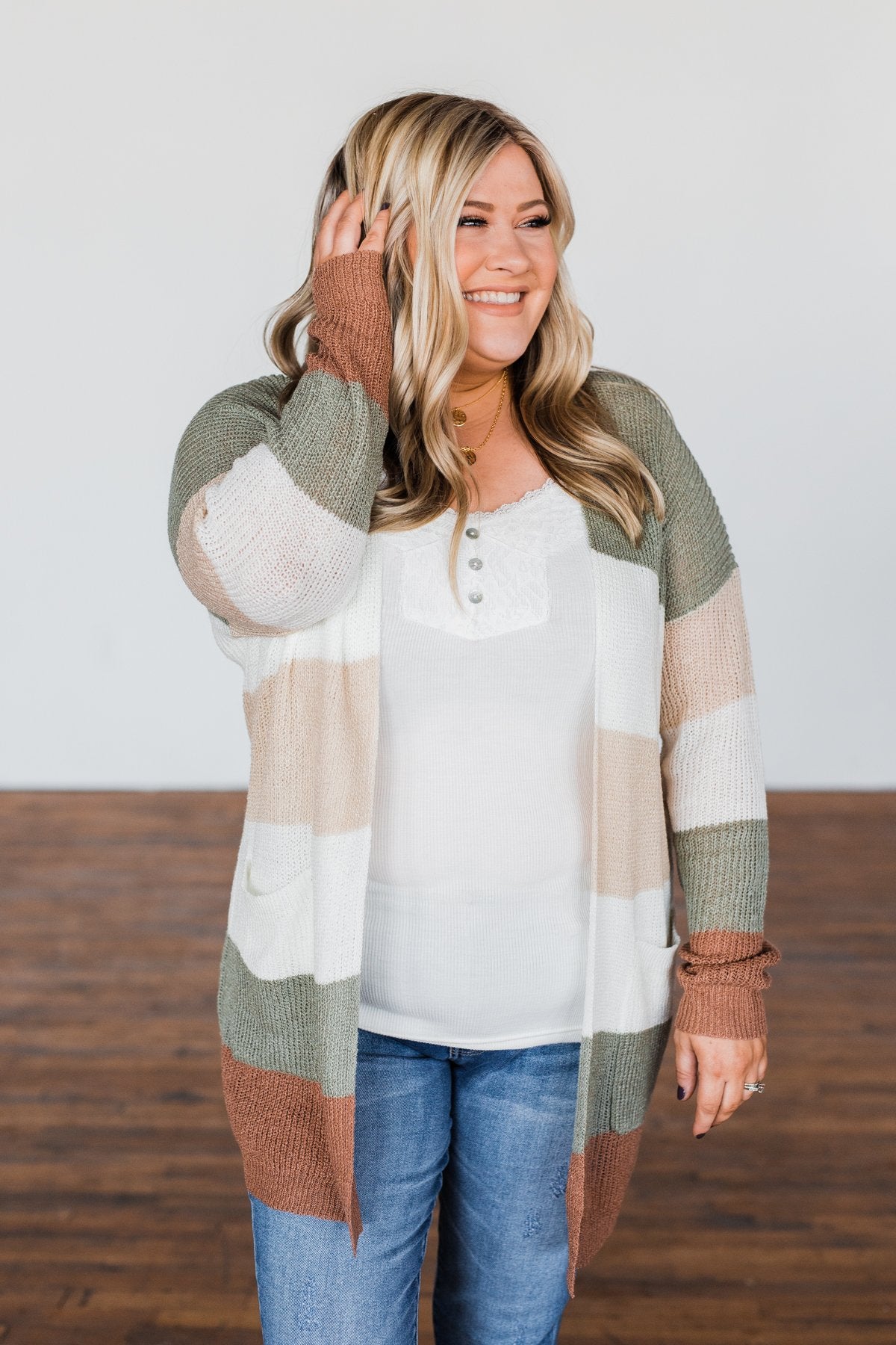 Conquer The World Color Block Cardigan- Olive, Oatmeal, Rust