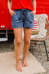 Drawstring Star Lounge Shorts- Light Navy