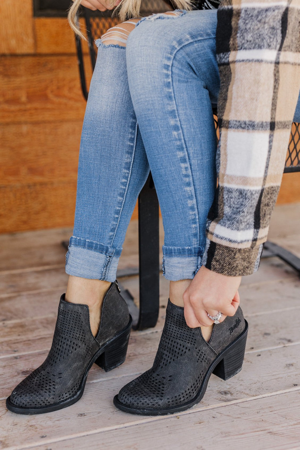 Blowfish Lassoh Booties- Black Roadtrip Draped Micro Fiber