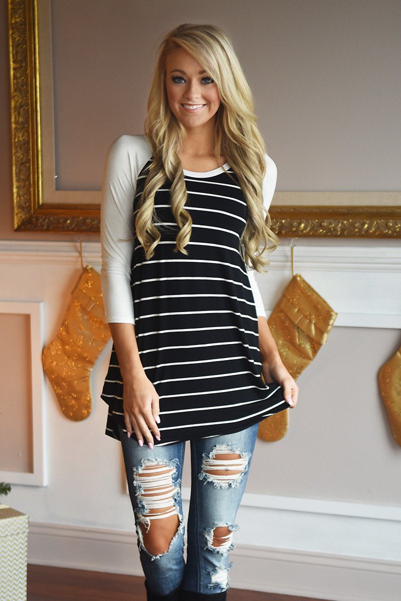 Essential Stripe Top ~ Black