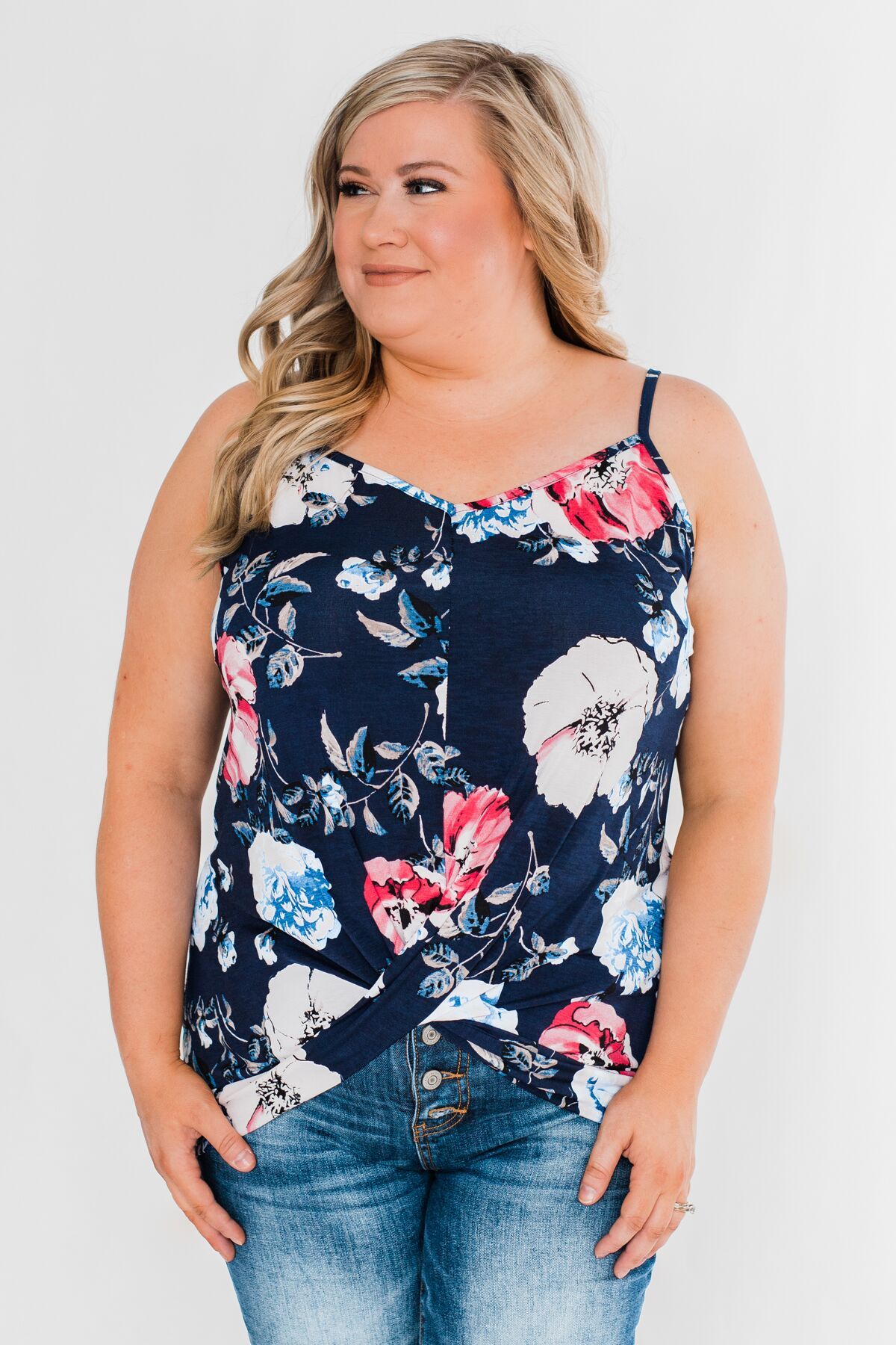 Floral Watercolor Delight -  Pink, Ivory, & Navy