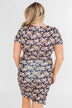 Floral Take Me Away Short Sleeve Dress- Navy