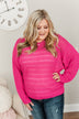 Stay Bright Pointelle Knit Sweater- Hot Pink