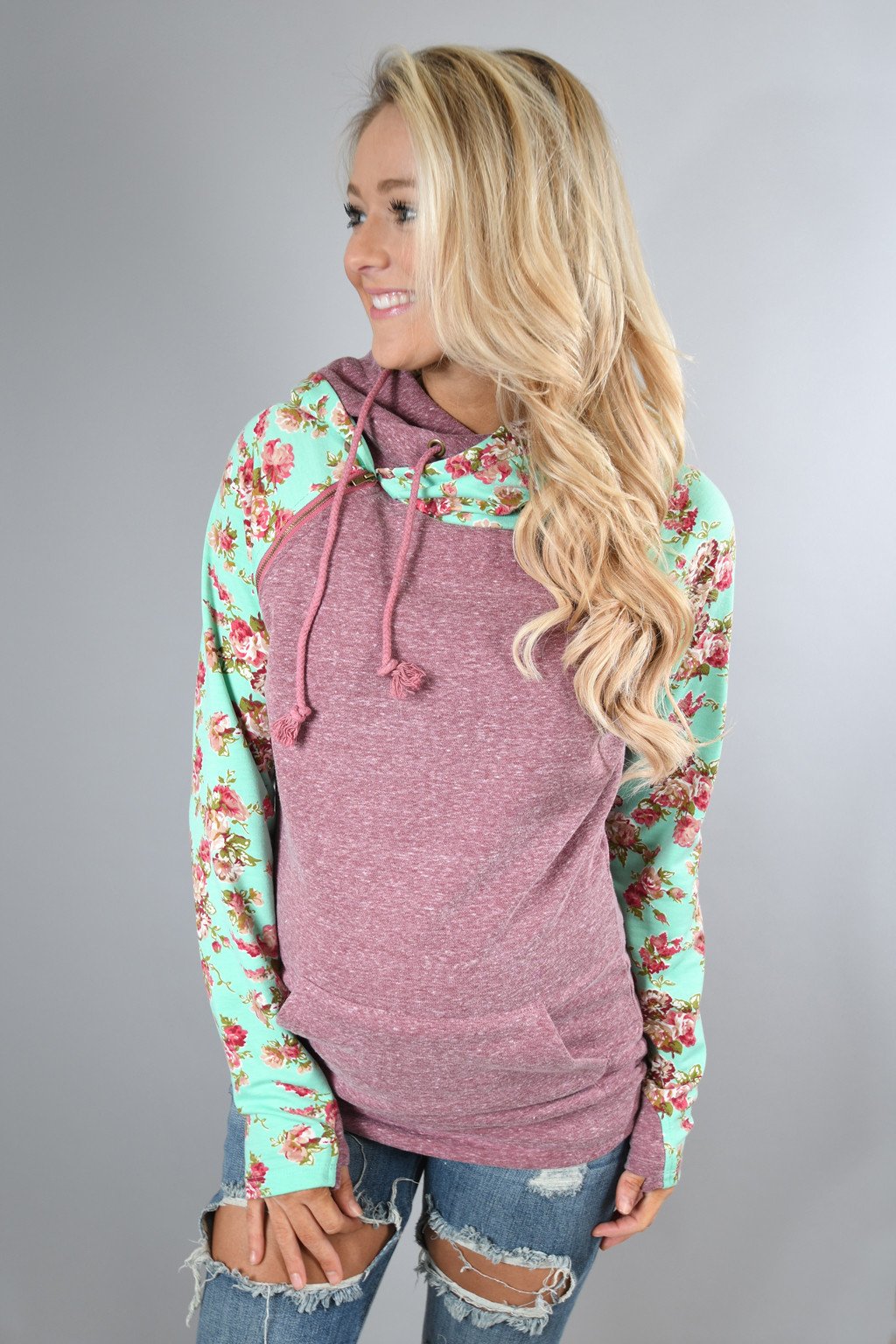 Women's double hooded hoodie cheap