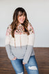 Dance All Day Color Block Hoodie- Pink, Oatmeal, & Grey
