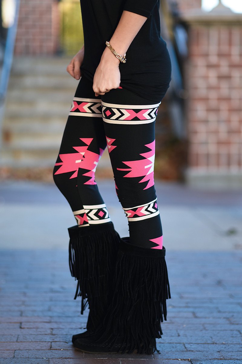 Follow Your Arrow Aztec Leggings ~ Pink – The Pulse Boutique