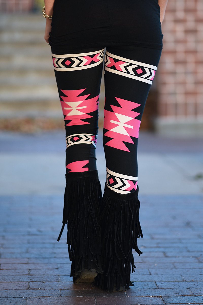 Follow Your Arrow Aztec Leggings ~ Pink – The Pulse Boutique