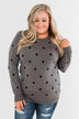 Together We Can Polka Dot Sweater- Charcoal