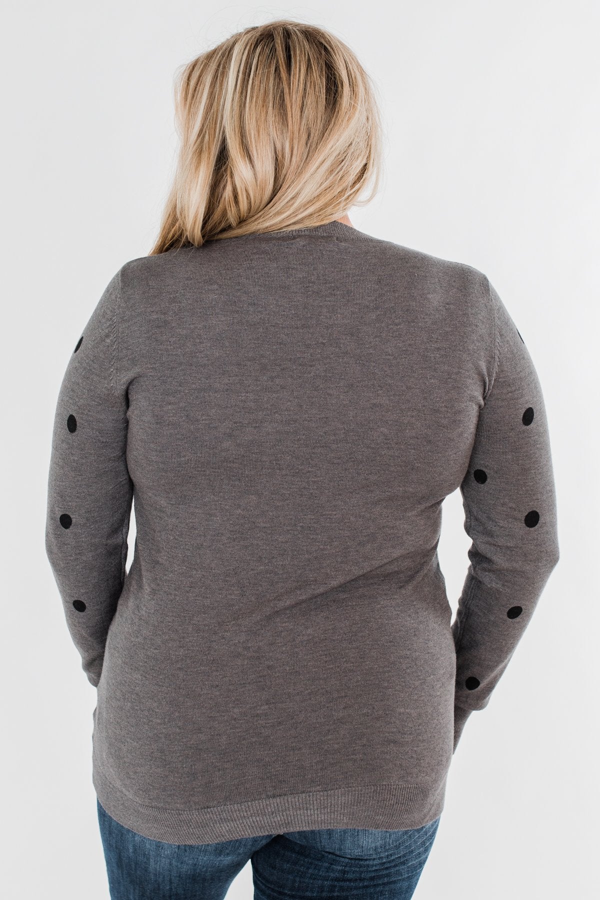 Together We Can Polka Dot Sweater- Charcoal