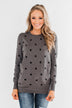 Together We Can Polka Dot Sweater- Charcoal