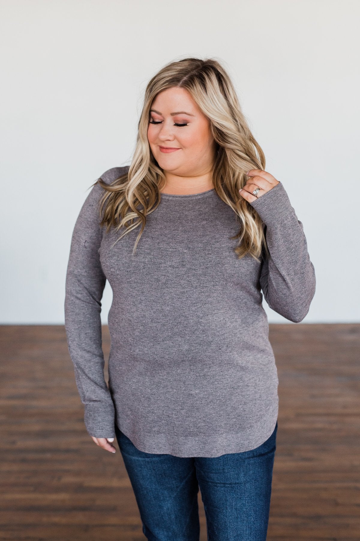 Butter Me Up Knit Sweater- Charcoal
