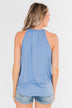 Something Simple Wrap Tank Top- Light Denim