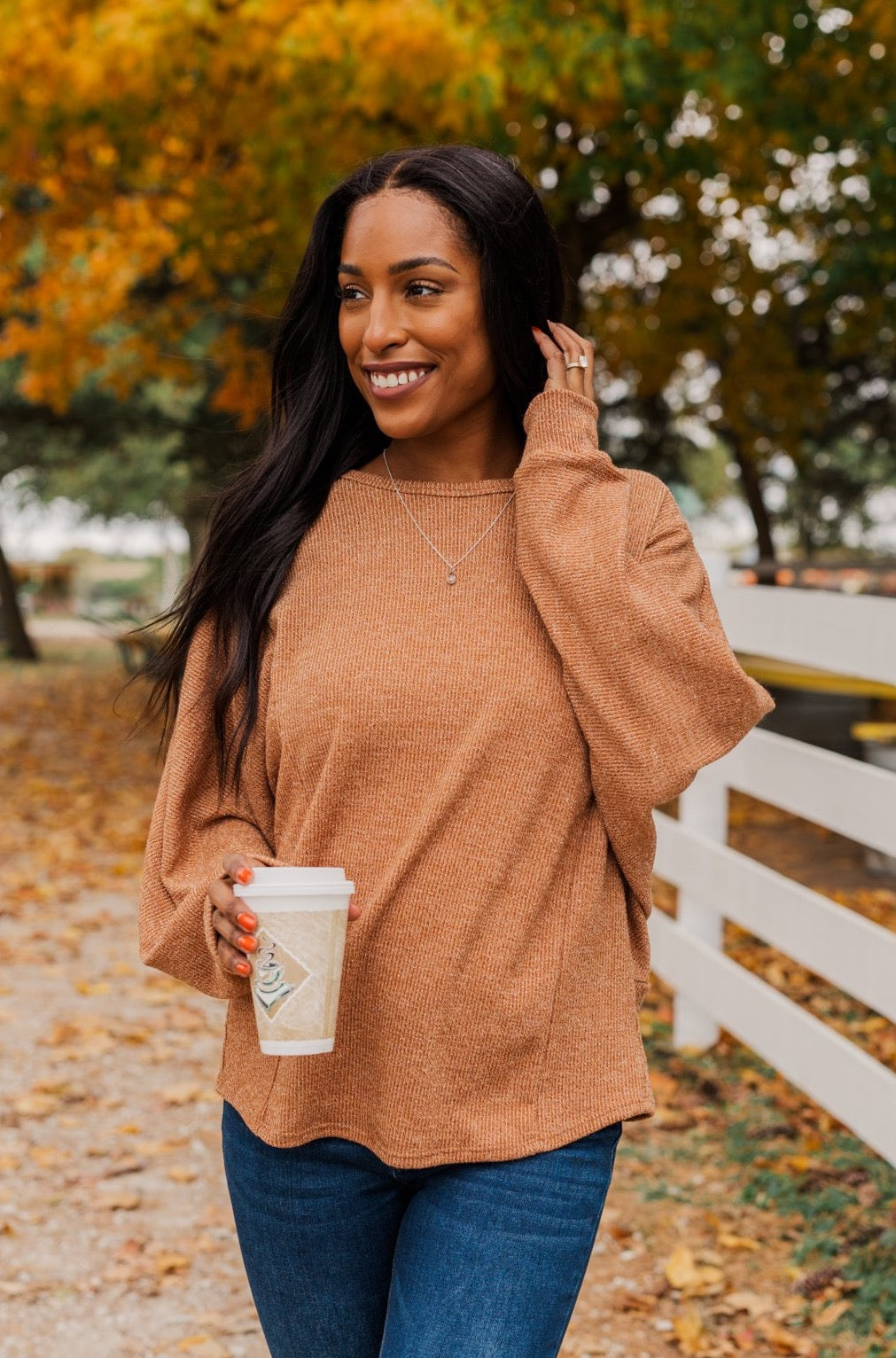 Glitz & Glam Long Sleeve Top- Clay