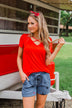Meet Me Here Short Sleeve Top- Scarlet Red