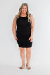 Simple & Chic Cinched Fitted Dress- Black