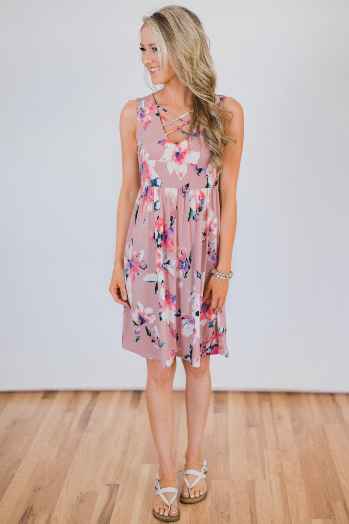 Baby, You're Beautiful Floral Dress- Powder Pink