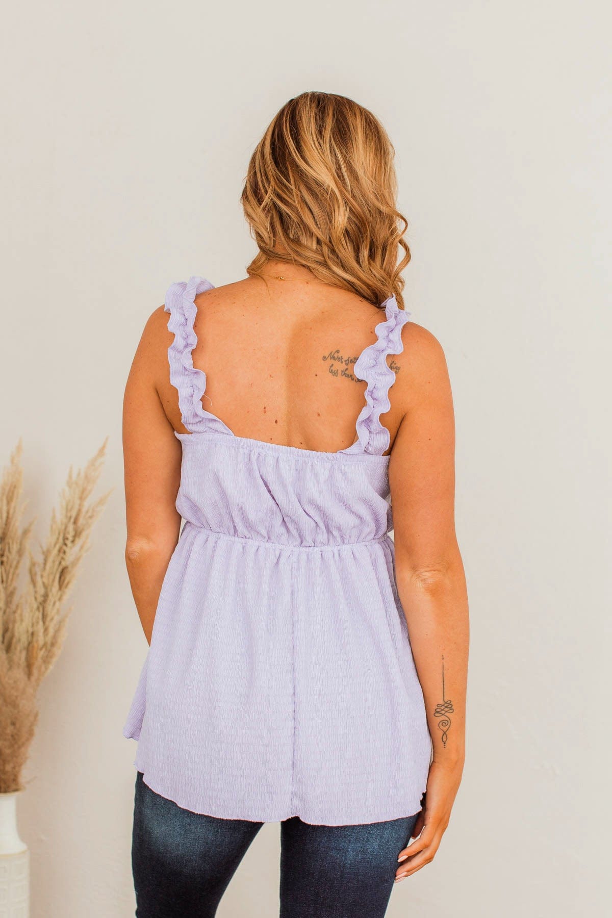 Promise To Be True Ruffle Sleeve Tank- Lilac