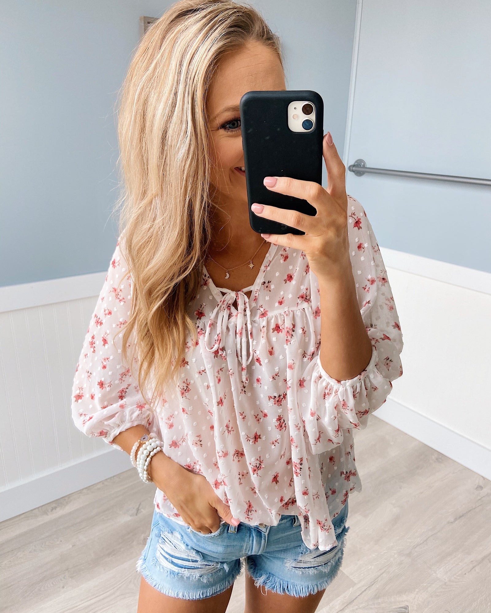 Love At First Sight Floral Blouse- Ivory