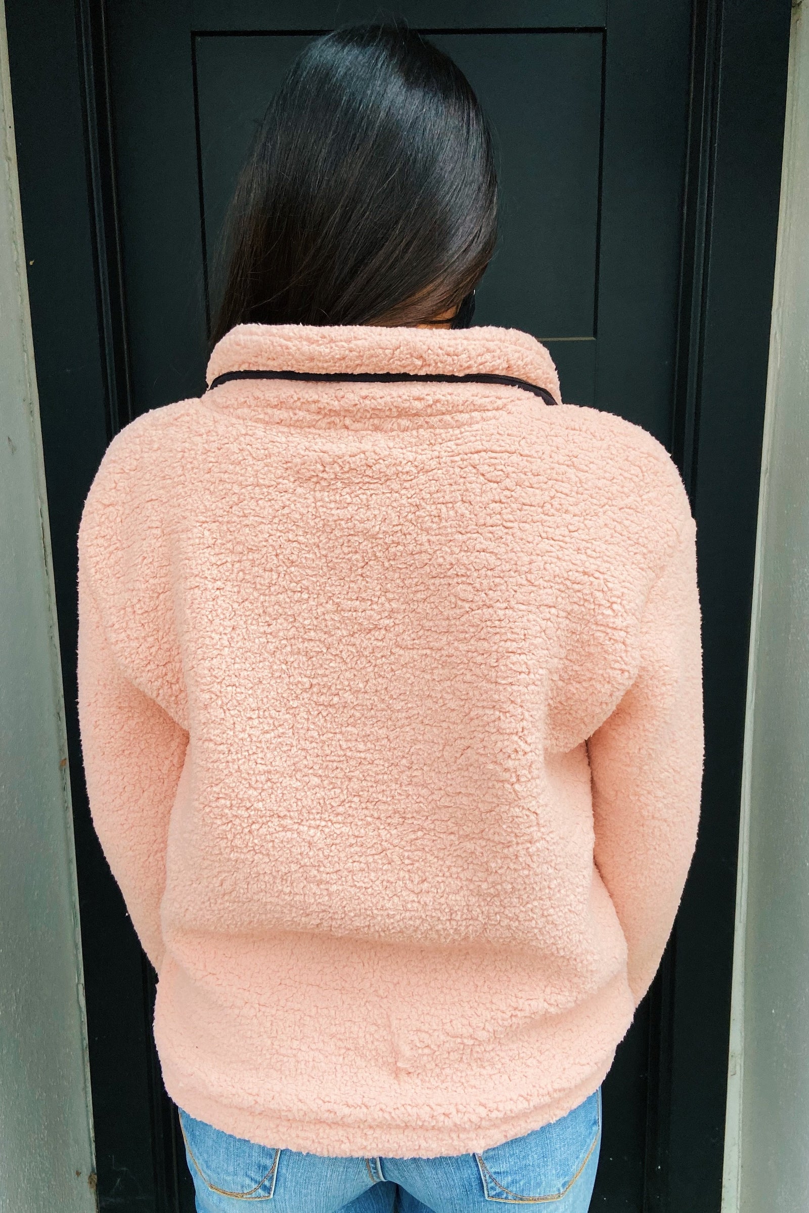 1/4 Zip Cloud Sherpa- Blush Pink