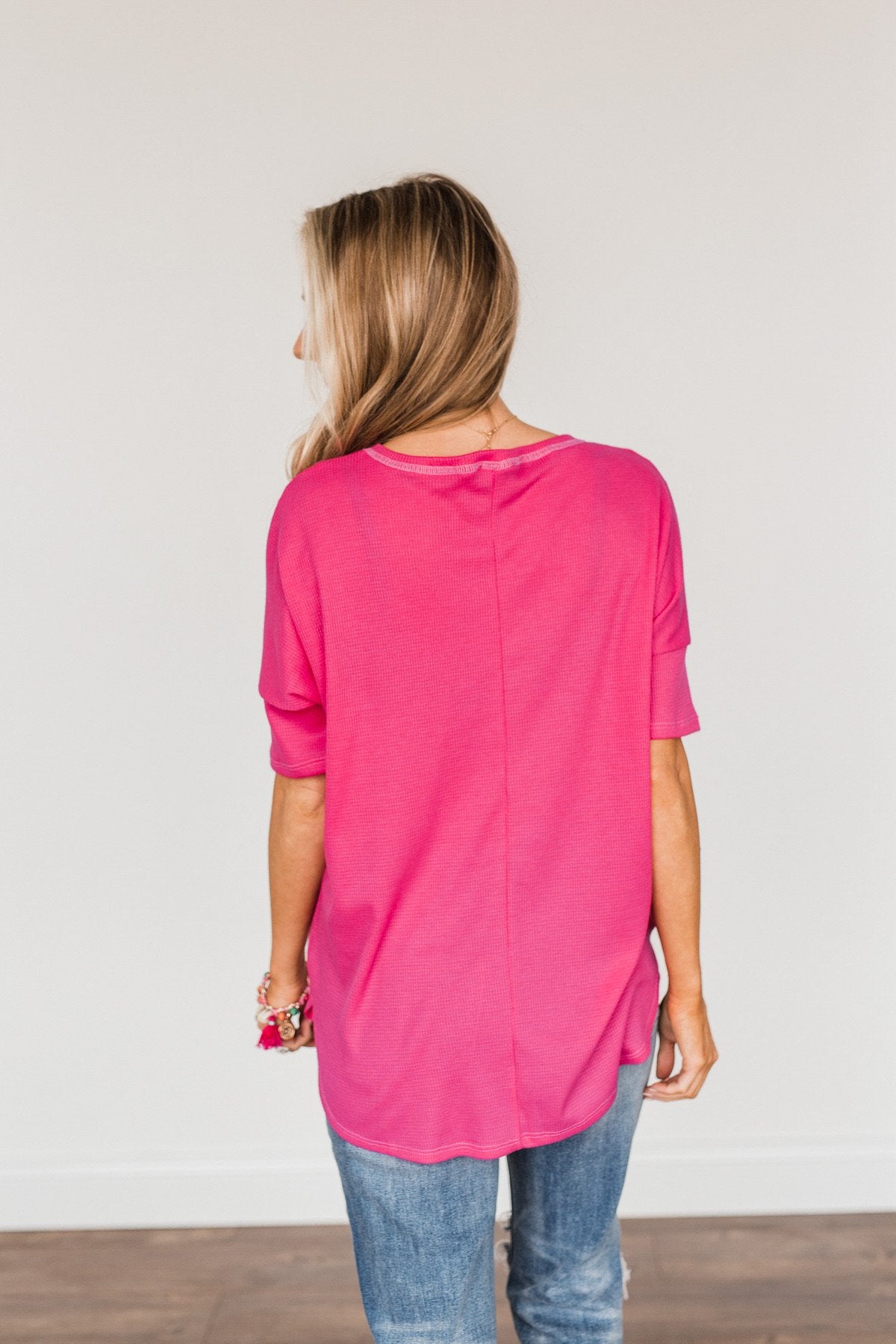 Perfectly Pretty Thermal Knit Top- Fuchsia