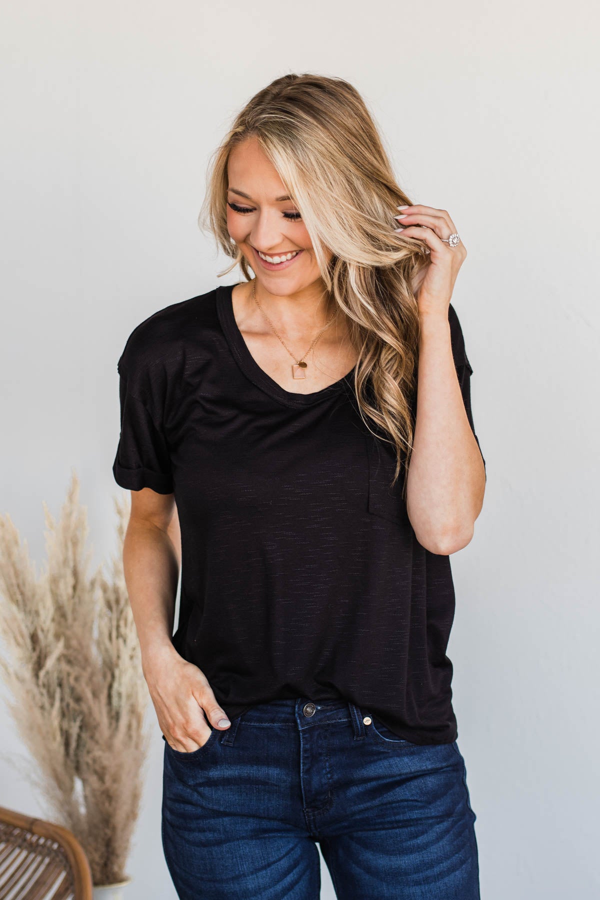 Start My Day Short Sleeve Top- Black
