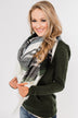 Cozy Blanket Scarf- Cream, Green, & Navy