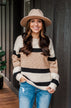 Pretty As A Picture Color Block Sweater- Ivory, Tan & Black