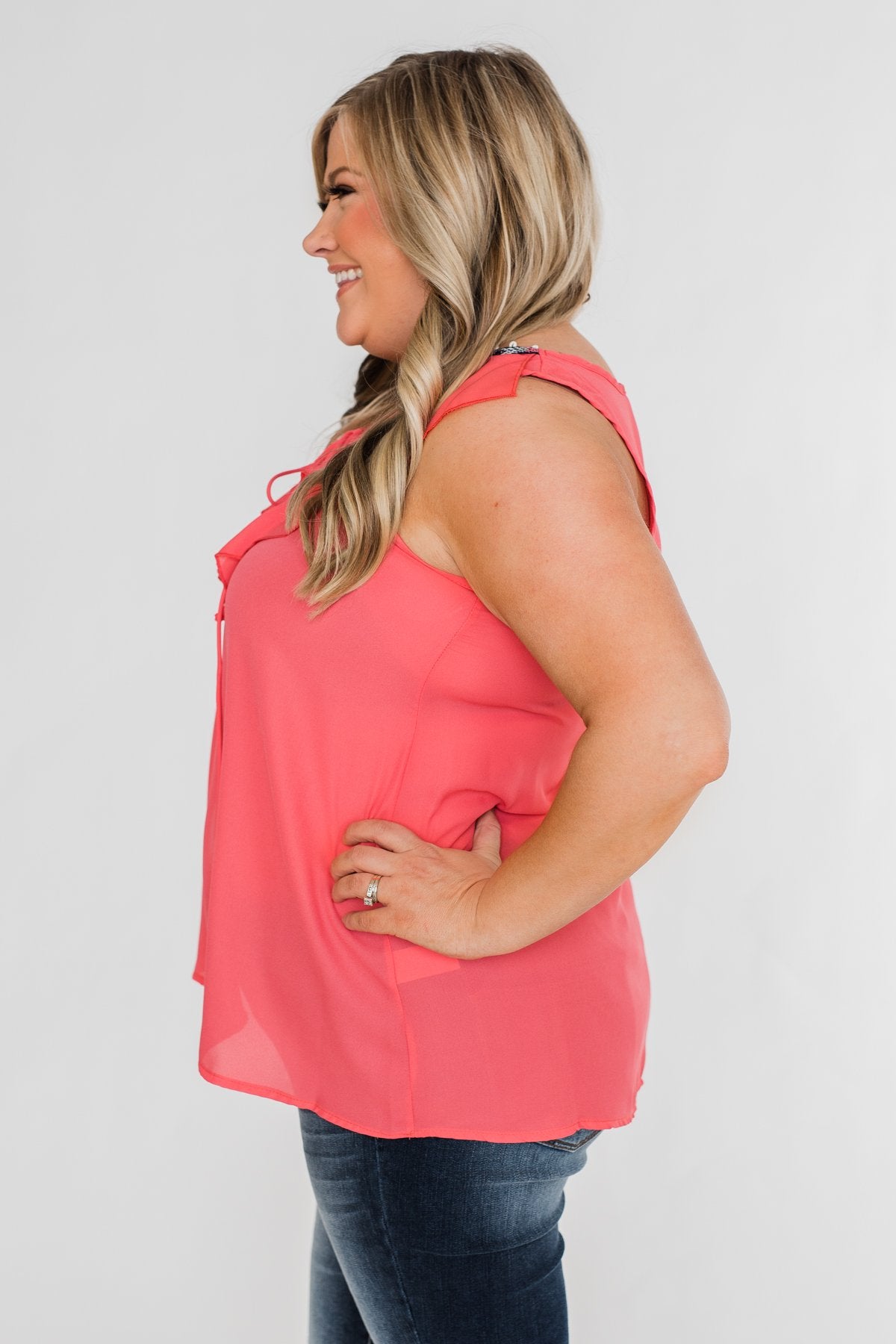 Future is Bright Tank Top Blouse- Coral