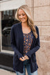 Time To Be Alive Drape Cardigan- Navy