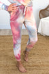 Comfy On The Couch Tie Dye Joggers- Cherry, Light Orange, Blue