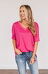 Perfectly Pretty Thermal Knit Top- Fuchsia