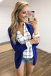 Knitted Drape Cardigan- Royal Blue