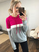 All Of My Days Color Block Hoodie - Dark Pink