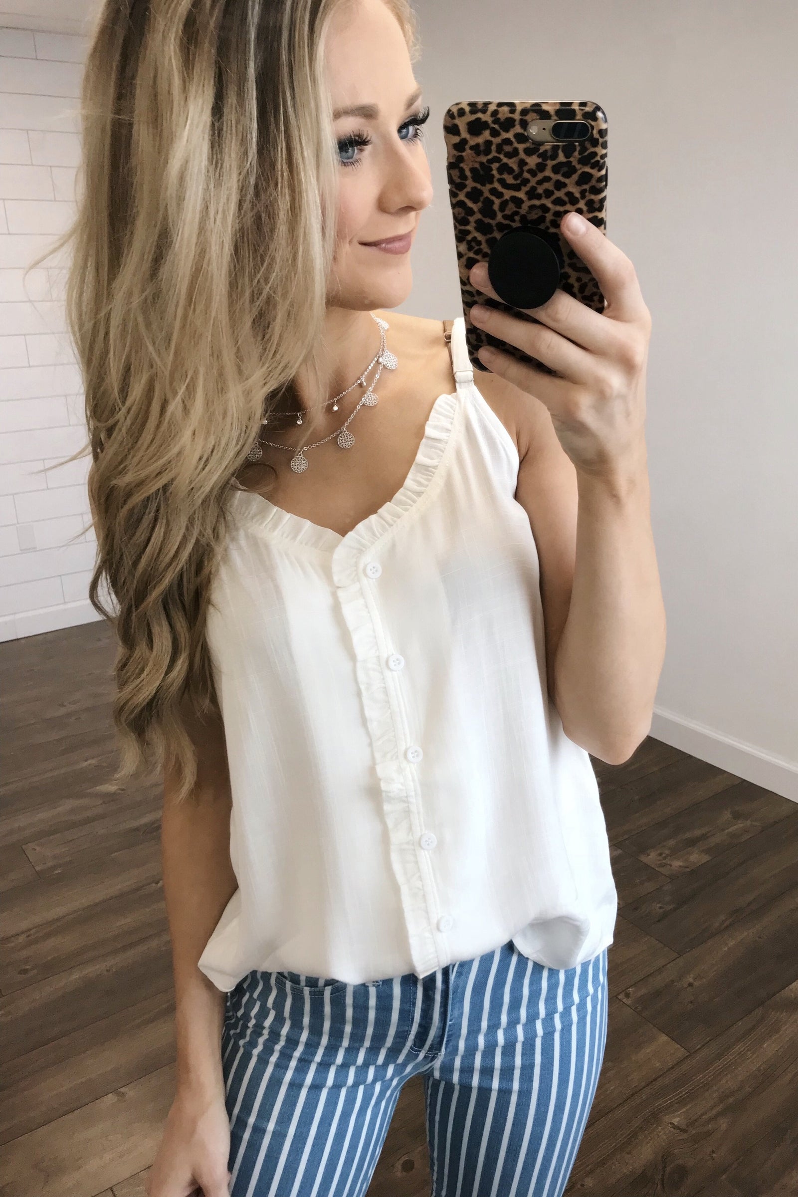Happy Together Ruffle Tank Top- Ivory
