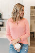 Rise To The Top Long Sleeve Henley Top- Pink