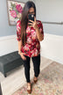 The Way To My Heart Floral Button Top- Burgundy