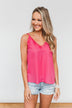 Fulfill My Wishes Lace Tank Top- Hot Pink