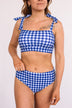 Bask In The Sun Mid-Rise Swim Bottoms- Blue Gingham